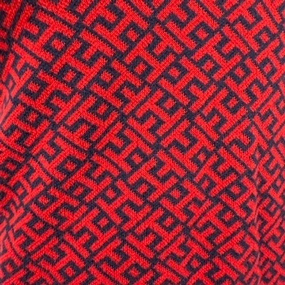 Tommy Hilfiger Knit Polo Top and Skirt Set Red Navy Geometric Preppy‎ Medium
